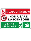 CARTELLO ALLUMINIO 30x20cm 'In caso di incendio non usare l'ascensore...' E3537