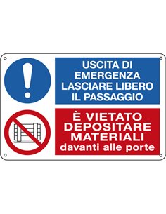 CARTELLO ALLUMINIO 30x20cm 'Uscita di emergenza.../Vietato depositare...' E3541 CARTELLI SEGNALATORI CARTELLI INFORMATIVI