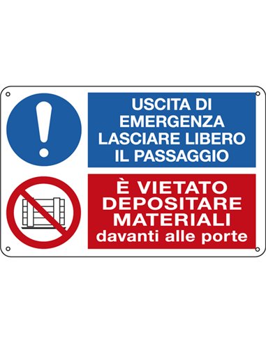 CARTELLO ALLUMINIO 30x20cm 'Uscita di emergenza.../Vietato depositare...' E3541 CARTELLI SEGNALATORI CARTELLI INFORMATIVI