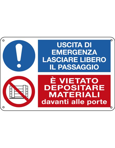 CARTELLO ALLUMINIO 30x20cm 'Uscita di emergenza.../Vietato depositare...' E3541 CARTELLI SEGNALATORI CARTELLI INFORMATIVI