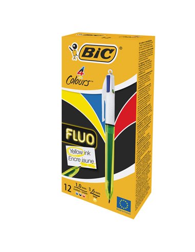 Scatola 12 penna sfera scatto 4COLORI FLUO BIC 982868 BIC MULTIFUNZIONE