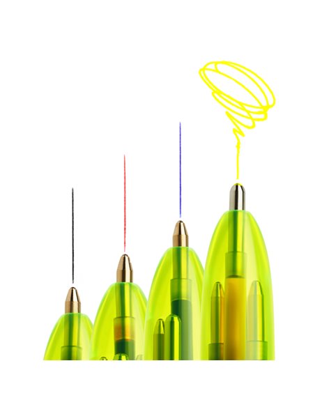 Scatola 12 penna sfera scatto 4COLORI FLUO BIC 982868 BIC MULTIFUNZIONE