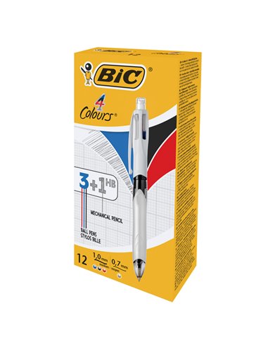 Scatola 12 penna sfera scatto 3COLORS+1 MULTIFUNZIONE BIC 942104