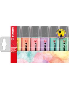BUSTA 6 EVIDENZIATORI STABILO BOSS PASTEL 70/6-2 STABILO COLORE LIQUIDO