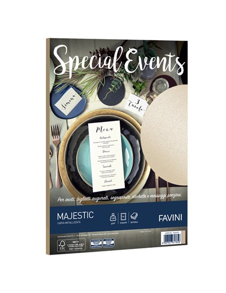 Carta metallizzata SPECIAL EVENTS A4 20fg 120gr sabbia FAVINI A69N154