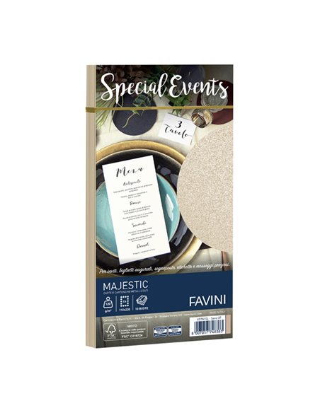 10 buste SPECIAL EVENTS METAL 120gr 110x220mm sabbia FAVINI A57N154 FAVINI CARTE EVENTI-INVITI