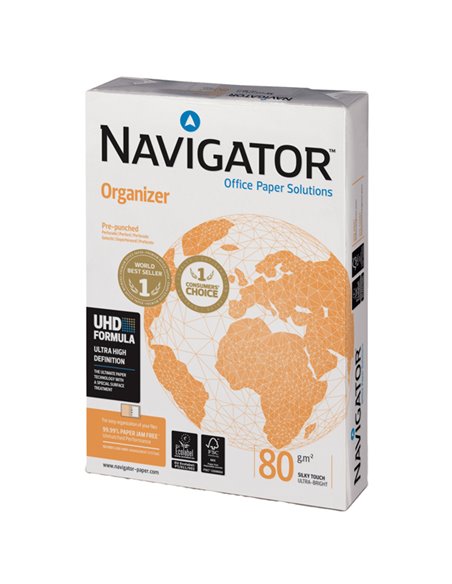 CARTA NAVIGATOR organizer 2 Fori A4 80gr 500FG 210X297mm NMP00800210029709 NAVIGATOR 2/4 FORI-USO BOLLO