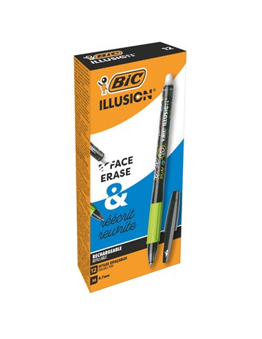Scatola 12 penna sfera gel cancellabile GELOCITY ILLUSION 0,7mm nero BIC 516523