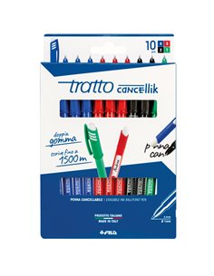 Astuccio 10 penne sfera cancellabile CANCELLIK 1,0mm ass. ro/bl/ne/ve TRATTO 832700