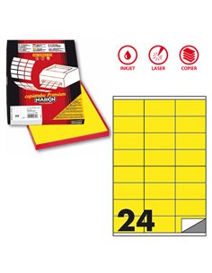Etichetta adesiva C/500 giallo fluo 100fg A4 70x36mm (24et/fg) Markin X210C500F-GI MARKIN ETICHETTE CARTA COPY-LASER-INKJET