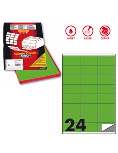 Etichetta adesiva C/500 verde fluo 100fg A4 70x36mm (24et/fg) Markin X210C500F-VE