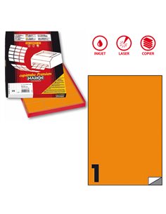 Etichetta adesiva C/503 arancio fluo 100fg A4 210x297mm (1et/fg) Markin X210C503F-AR MARKIN ETICHETTE CARTA COPY-LASER-INKJET