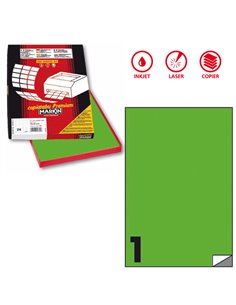 Etichetta adesiva C/503 verde fluo 100fg A4 210x297mm (1et/fg) Markin X210C503F-VE MARKIN ETICHETTE CARTA COPY-LASER-INKJET