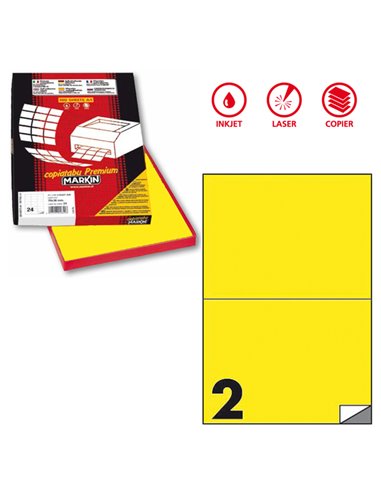 Etichetta adesiva C/509 giallo fluo 100fg A4 210x148,5mm (2et/fg) Markin X210C509F-GI MARKIN ETICHETTE CARTA COPY-LASER-INKJET
