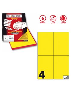 Etichetta adesiva C/519 giallo fluo 100fg A4 105x148,5mm (4et/fg) Markin X210C519F-GI MARKIN ETICHETTE CARTA COPY-LASER-INKJET