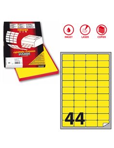 Etichetta adesiva A/406 giallo fluo 100fg A4 47,5x25,5mm (44et/fg) Markin X210A406F-GI MARKIN ETICHETTE CARTA COPY-LASER-INKJET