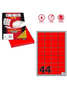 Etichetta adesiva A/406 rosso fluo 100fg A4 47,5x25,5mm (44et/fg) Markin X210A406F-RO MARKIN ETICHETTE CARTA COPY-LASER-INKJET