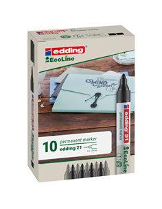 MARCATORE PERMANENTE 21 ECOLINE P.CONICA NERO EDDING 4-21001 EDDING SPECIALI (CD-VETRO-TESSUTI-ECC.) 2