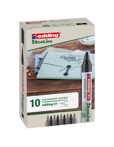 MARCATORE PERMANENTE 21 ECOLINE P.CONICA NERO EDDING 4-21001 EDDING SPECIALI (CD-VETRO-TESSUTI-ECC.)
