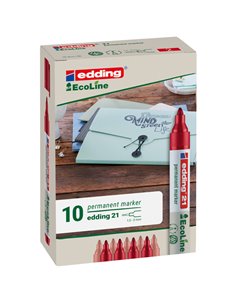 MARCATORE PERMANENTE 21 ECOLINE P.CONICA ROSSO EDDING 4-21002 EDDING SPECIALI (CD-VETRO-TESSUTI-ECC.) 2