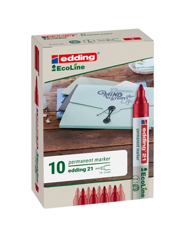 MARCATORE PERMANENTE 21 ECOLINE P.CONICA ROSSO EDDING 4-21002 EDDING SPECIALI (CD-VETRO-TESSUTI-ECC.)