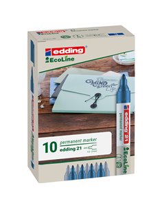 MARCATORE PERMANENTE 21 ECOLINE P.CONICA BLU EDDING 4-21003 EDDING SPECIALI (CD-VETRO-TESSUTI-ECC.) 2