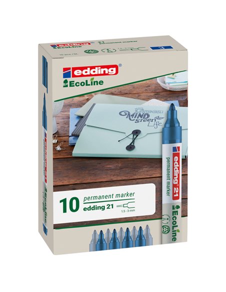 MARCATORE PERMANENTE 21 ECOLINE P.CONICA BLU EDDING 4-21003 EDDING SPECIALI (CD-VETRO-TESSUTI-ECC.)
