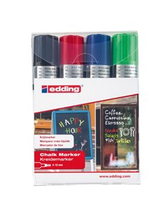 Busta 4 marcatori EDDING 4090 punta scalpello gesso liquido col.assortiti 4-4090-4999
