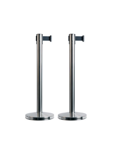 Set 2 COLONNINE SEGNAPERCORSO con nastro NERO 210cm Budget Retractable Securit RS-RT-LW-CH SECURIT COLONNINE SEGNAPERCORSO E ...