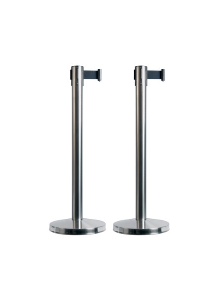 Set 2 COLONNINE SEGNAPERCORSO con nastro NERO 210cm Budget Retractable Securit RS-RT-LW-CH SECURIT COLONNINE SEGNAPERCORSO E ...
