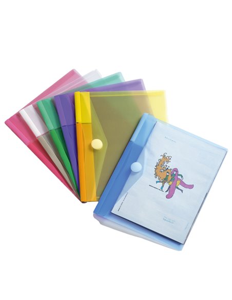 SET 6 BUSTE PP CON VELCRO 24X19CM COLORI ASSORTITI B510259