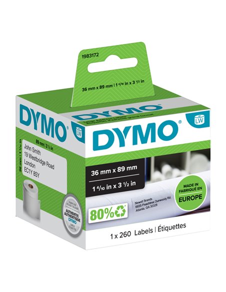 ETICHETTE DIM.36X89MM 260X1 RT INDIRIZZI ESTESI 1983172 1983172 DYMO ETICHETTE-NASTRI-TAMPONI PER ETICHETTATRICI E PREZZATRICI