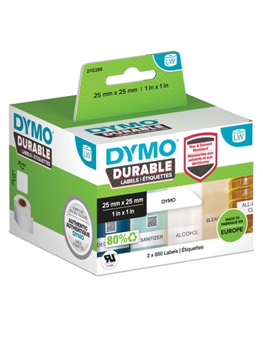 ETICHETTE DURABLE INDUSTRIAL DIM. 25X25MM 850X2 RT MULTIUSO 2112286 DYMO ETICHETTE-NASTRI-TAMPONI PER ETICHETTATRICI E PREZZA...