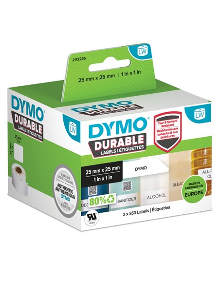 ETICHETTE DURABLE INDUSTRIAL DIM. 25X25MM 850X2 RT MULTIUSO 2112286 DYMO ETICHETTE-NASTRI-TAMPONI PER ETICHETTATRICI E PREZZA...
