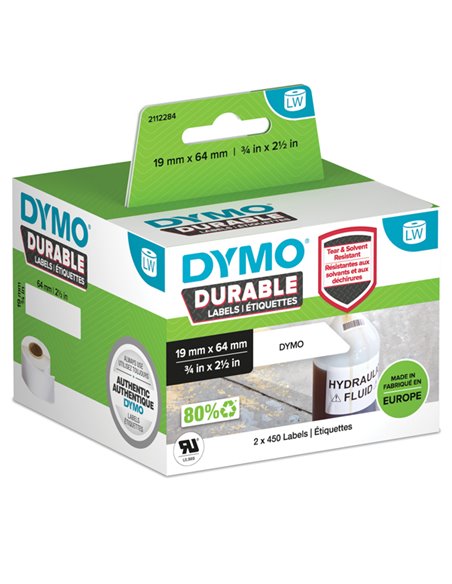 ETICHETTE DURABLE INDUSTRIAL DIM. 19X64MM 450X2 RT MULTIUSO 2112284 DYMO ETICHETTE-NASTRI-TAMPONI PER ETICHETTATRICI E PREZZA...
