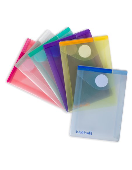 SET 6 BUSTE PP CON VELCRO F.TO VERTICALI 8X11.5CM COLORI ASSORTITI B510219 Djois by Tarifold BUSTE PER USI DIVERSI E DEDICATI