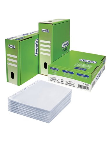 SCATOLA 500 BUSTE FORATE 22X30 LINEAR LISCIO PPL FAVORIT 400052719
