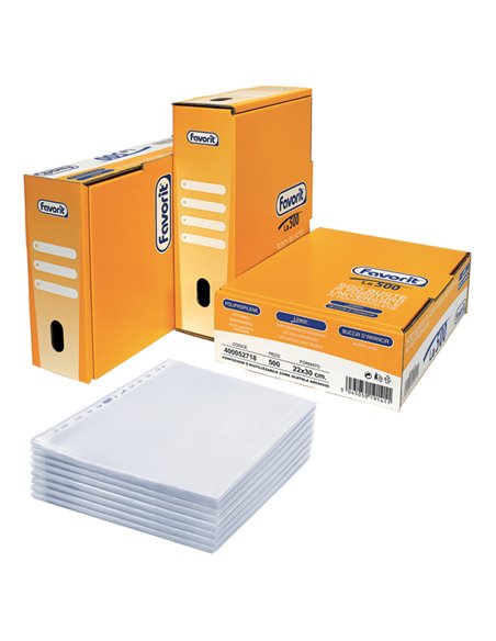 SCATOLA 500 BUSTE FORATE 22X30 LINEAR BUCCIA PPL FAVORIT 400052718
