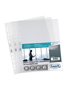 10 BUSTE FORATE LISCIO 30X42cm - Libro L'ORIGINALE FAVORIT 100460119 FAVORIT BUSTE A PERFORAZIONE UNIVERSALE