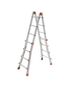 SCALA TELESCOPICA ALLUMINIO 8+8 GRADINI Squadra PiU' 21533 MARCHETTI SCALE E TRABATTELLI