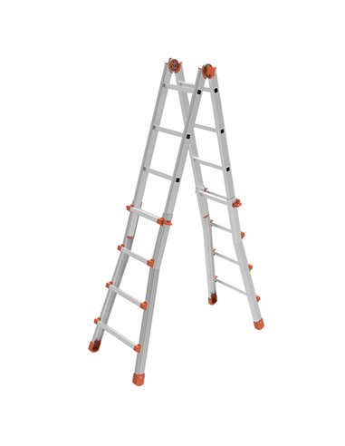 SCALA TELESCOPICA ALLUMINIO 8+8 GRADINI Squadra PiU' 21533 MARCHETTI SCALE E TRABATTELLI