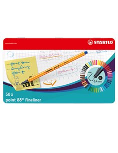 SCATOLA METALLO 50 PZ. STABILO POINT 88 COLORI ASSORTITI 8850-6 STABILO FINELINER