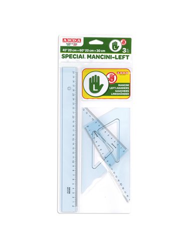 SET DISEGNO PER MANCINI RIGA 30CM E SQUADRE DA 45° E 60° ARDA 70420MAN