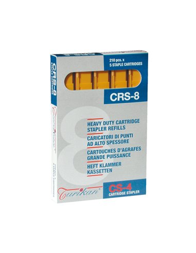 5 caricatori da 210 punti CRS-8 mm giallo (fino a 40 fogli) Turikan 0022 ITERNET PUNTI CUCITRICI