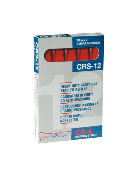 5 caricatori da 210 punti CRS-12 mm rosso (fino a 80 fogli) Turikan 0024