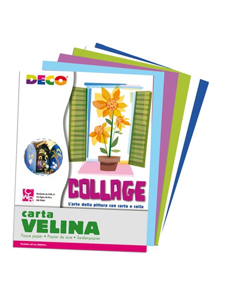 Busta di carta velina 25fg 50x76cm 5 colori freddi assortiti DECO 10733 DECO CARTA CRESPA-VELINA