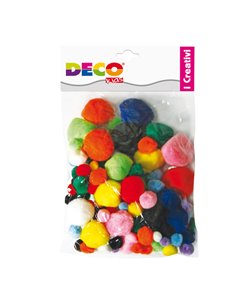 Pompons busta da 40pz colori assortiti DECO 10959