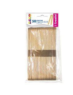 Stecche in legno 50pz dim. 18x150mm DECO 11690 DECO ACCESSORI DIDATTICI E LAVORI MANUALI
