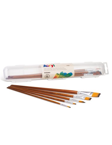 Astuccio portapennelli in ppl con 5 pennelli assortiti in pelo sintetico Primo 1242P5A