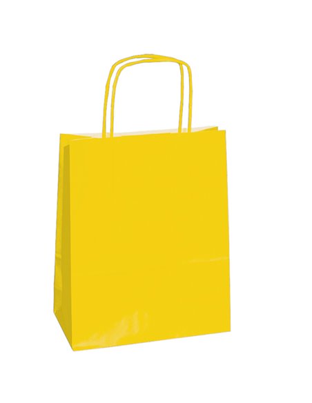 25 shoppers carta kraft 14x9x21cm twisted giallo 096969 Mainetti Bags SHOPPERS E SACCHETTI REGALO